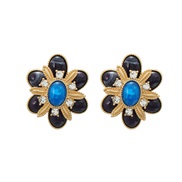 ( black)fashion summer occidental style earrings flowers ear stud woman lovely Alloy resin flowers