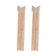 ( Gold)occidental style exaggerating earrings tassel Earring woman bow Alloy diamond long style Bohemia