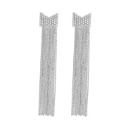 ( Silver)occidental style exaggerating earrings tassel Earring woman bow Alloy diamond long style Bohemia