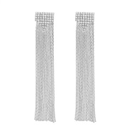 ( Silver)occidental style exaggerating earrings tassel Earring woman Alloy diamond square long style Bohemian style