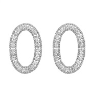 ( Silver)super claw chain occidental style exaggerating earrings woman Round Alloy diamond fully-jewelled banquet Earri