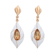 ( Gold)ins wind occidental style earrings leaf earring woman lovely Alloy enamel diamond Earringearring