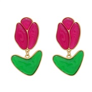 ( red and green)fashion summer flowers earrings occidental style Earring woman Alloy resin lovely rose