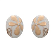 ( white)ins wind occidental style earrings Round ear stud woman Alloy enamel diamond flowers pattern Earringearring