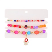 ( 1 KCgold / Color A 468)occidental style three set Anklet  retro Bohemia ethnic style beads eyes foot