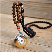 (N2632) retro ethnic style handmade beads necklace woman long style sweater chain Autumn and Winter apparel pendant
