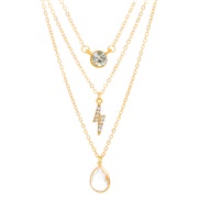 (KCgold DZ 168)occidental styleins wind brief multilayer drop necklace  personality temperament three layer Alloy penda