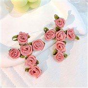 (E 1415  Pink)occidental style Cloth flowers cross earrings  handmade production fashion high Earring woman