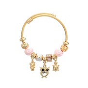 (51 Pink)occidental style bangle style bracelet woman owl pendant giftbracelet