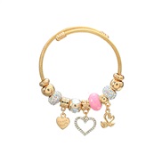(36 Pink)occidental style bangle style bracelet woman heart-shaped pendant loversbracelet