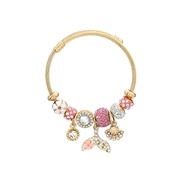 (4  Pink)occidental style bangle style bracelet woman pendant openingbracelet
