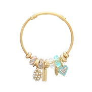 (55 blue)occidental style bangle style bracelet girl student imitate Pearl heart-shaped pendantbracelet