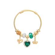 (45 green)occidental style bangle style bracelet woman crown heart-shaped pendantbracelet