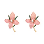 ( Pink)fashion summer enamel earrings occidental style exaggerating Earring woman Alloy flowersearrings