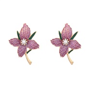 (purple)fashion summer enamel earrings occidental style exaggerating Earring woman Alloy flowersearrings