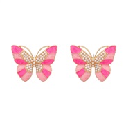 ( Pink)fashion summer enamel earrings occidental style exaggerating Earring woman butterfly ear studearrings