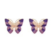 (purple)fashion summer enamel earrings occidental style exaggerating Earring woman butterfly ear studearrings