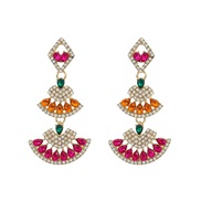 ( Color)trend occidental style exaggerating earrings woman multilayer sector fully-jewelled earring Bohemian style