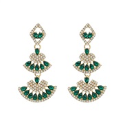 ( green)trend occidental style exaggerating earrings woman multilayer sector fully-jewelled earring Bohemian style