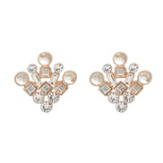 ( white)fashion colorful diamond earrings occidental style exaggerating Earring woman Alloy diamond geometry ear stud