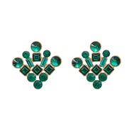 ( green)fashion colorful diamond earrings occidental style exaggerating Earring woman Alloy diamond geometry ear stud