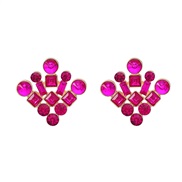 ( rose Red)fashion colorful diamond earrings occidental style exaggerating Earring woman Alloy diamond geometry ear stud