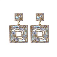 (AB color)occidental style summer fashion colorful diamond geometry square Alloy diamond earrings woman retro all-Purpo