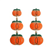 ( Orange) gift earrings creative three layer Alloy beads earrings