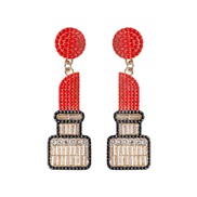 ( red)occidental style fashion personality temperament beads Alloy diamond earring exaggerating long style earrings