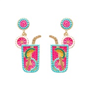 ( rose Red)summer occidental style exaggerating enamel beads diamond earrings personality earring