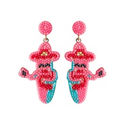 ( rose Red) occidental style creative personality exaggerating Alloy beads earrings woman