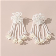 (EZ4911baise)E occidental style spring summer resin flowers earrings Earring multilayer tassel flowers earring