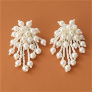 (EZ4914baise)E occidental style spring summer resin flowers earrings Earring multilayer tassel flowers earring