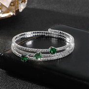 ( green) Rhinestone more circle fully-jewelled opening twining bangle gold silver color multilayer bride zircon bracelet
