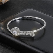 (peach heart   Silver) embed zircon bracelet fashion opening heart-shaped bride diamond bangle elasticity fully-jewelled
