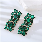 ( green)occidental style personality fashion temperament earrings fully-jewelled square ear stud woman Alloy diamond ex