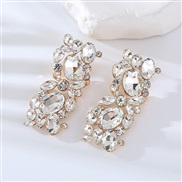 ( AB white)occidental style personality fashion temperament earrings fully-jewelled square ear stud woman Alloy diamond
