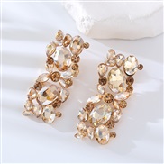 ( champagne)occidental style personality fashion temperament earrings fully-jewelled square ear stud woman Alloy diamon