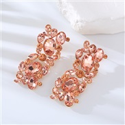 ( Orange)occidental style personality fashion temperament earrings fully-jewelled square ear stud woman Alloy diamond e