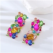 ( Color)occidental style personality fashion temperament earrings fully-jewelled square ear stud woman Alloy diamond ex
