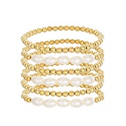 (KCgold  DZ 135)occidental style brief wind imitate Pearl set bracelet wind geometry beads splice Metal woman