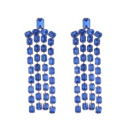( blue)occidental style exaggerating diamond long style tassel earrings woman high personality trend same style ear stud