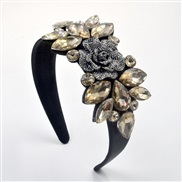 ( Gold)  occidental style luxurious embed glass diamond flowers Headband woman retro Headband width
