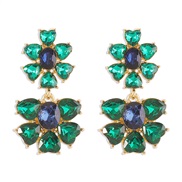 ( green)E occidental style fashion medium fully-jewelled flowers earrings  retro personality sweet flowers splice tasse
