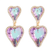 ( Purple color )E fashion Colorful splice love earrings  personality elegant temperament flash diamond glass pendant Ea