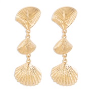 ( Gold)E occidental style exaggerating geometry Irregular star earrings  wind Metal pattern long style Earring woman