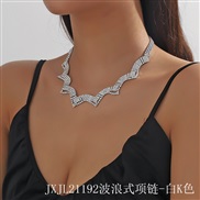 (JXJL21192  necklace  White K)  occidental style fashion Rhinestone Rhinestone necklace exaggerating necklace clavicle 