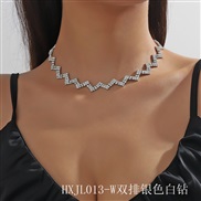 (HXJL 13 W SilverWhite Diamond ) occidental style fashion Double layer Rhinestone necklace fully-jewelled flower brilli