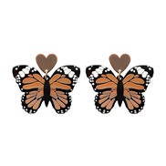 ( Orange)summer fashion personality retro Acrylic color butterfly earrings imitate butterfly insect Earring