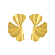 ( Gold)occidental style fashion temperament brief silver leaves Alloy ear stud Metal wind earrings